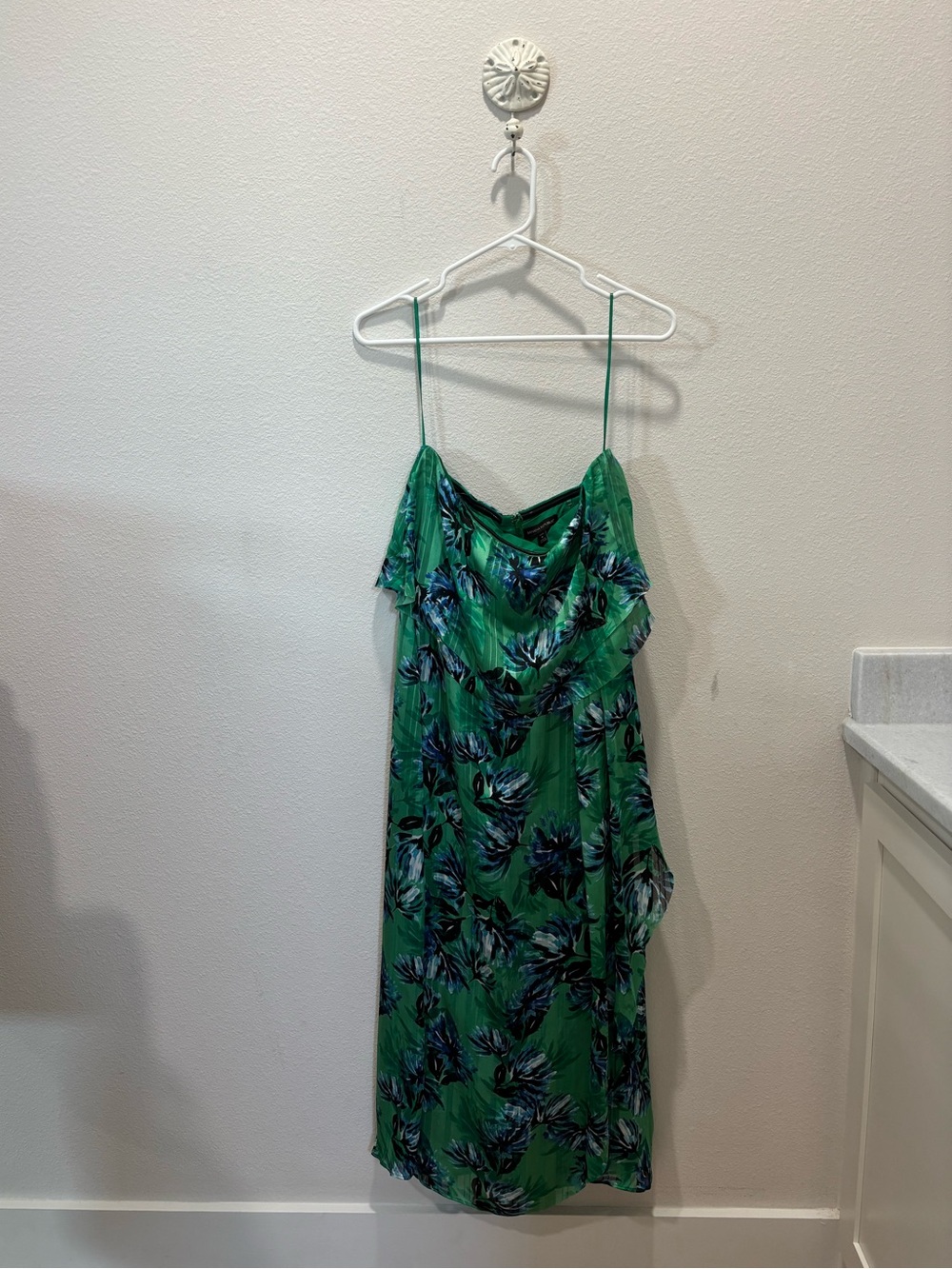Banana Republic Green Floral Slip Midi Dress petite